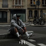 [HFORUS MADE]Layer Shoulder Hooded zip-up IN GREY