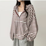 Itta Overfit Stripe Dangara Hooded Zip-Up
