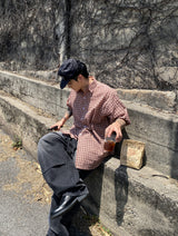 No.1291 nerd check half SHIRT (4color)