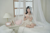 Open shoulder gathering mini dress - skin