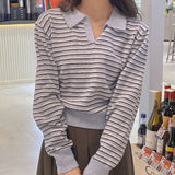 Armand Open Collar Neck Stripe Knitwear