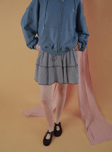 Fluffy double skirt_stripe black