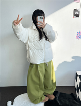 フリース🔥ストリングバルーンワイドカーゴパンツ 🔥🤍🖤🩶💚5カラー