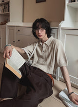 Melting line boucle collar knit