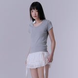 90's カーブドTシャツ (MELANGE GREY)