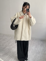 [wool 30%] ヘアシングルオーバーフィットハーフコート