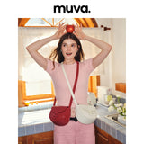muva. Saddle Bag, Retro Red Cross‑body Genuine Leather Premium Niche‑Design Women’s Bag, New Arrival Feb 22