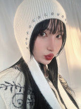 BEADS ANGORA BEANIE (WHITE, GRAY 2COLORS!)