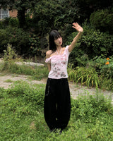 ローゼンフラワープリントシャーリング半袖Tシャツ