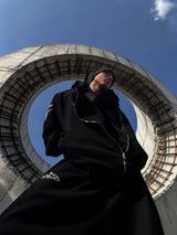 ZIP-UP BLACK HOODIE