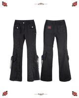 ローズパッチバットカットパンツ [BLACK]