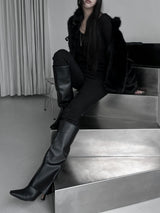 black buckle fur jacket