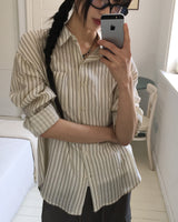 Meffin Stripe Loose Fit Cotton Shirt