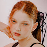 RIBBON TRIM SEE-THROUGH SCRUNCHIE (BLACK)