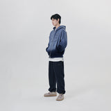GRADATION SYMBOL PATCH HOODIE ZIP UP
 - BLUE GREY