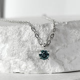 SV925-zirconia one point chain necklace_ICE AQUA