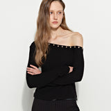 Studded Off-Shoulder Black