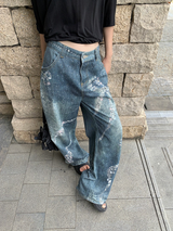 ダイヤモンドボウワイドデニムパンツ
