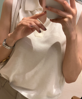 Weekly Half-Open Collar Sleeveless Knit / 2 colors