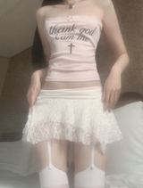 Aishar lace skirt pants (white)