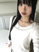 Alkan Basic Ribbed U-Neck Inner Long Sleeve T-Shirt