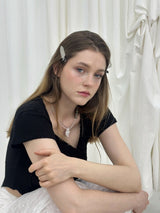 BAGEL SQUARE NECK T-SHIRT / BLACK