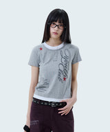 カットオフ スター レイヤード ヘンリーネック グラフィックTシャツ ミランジェグレー