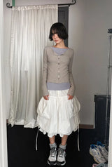 COLOR BUTTON RIBBED CARDIGAN