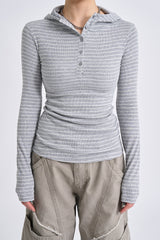 Seasoning stripe hood long sleeve