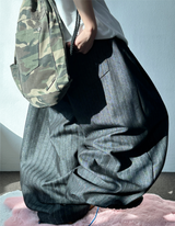 HIGH QUALITY✨スリットストライプノンフェイドバルーンデニムロングパンツ - 2 COLORS