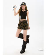 American Retro Camo Cargo Denim Shorts