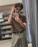 リンザー レタリング カラー マッチング ショート スリーブ Tシャツ