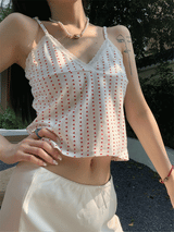 Mini heart V-neck sleeveless tee