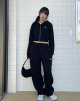 ロゴポイントトレーニングクロップフードジップアップ【セットアップアイテムあり】