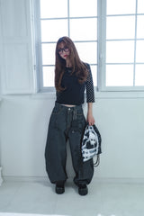 3Dpixel print denim(black)