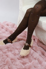 cherry pattern tights (brown)