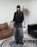 Luton Drawing Flower Denim Pants