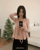 Rozy Babydoll Flare Ribbed Long Sleeve Tee
