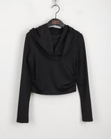 Bloomer draped slim crop hooded sweatshirt
