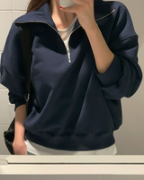 [Lè made] リメイドエブリーハーフジップアップスウェットシャツ / 4 カラーズ