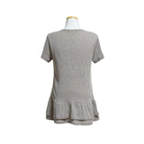 (2color) Eyelet Frill Tiered Rib Short Sleeve Tee
