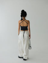 Halterneck Strap Denim Tube Top