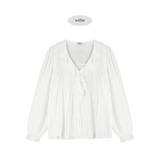FRILL NECK PINTUCK BLOUSE (WHITE)