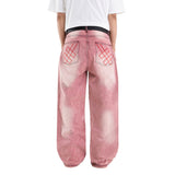 H1 Baggy H Embroidered Back Pocket - Pink Washed - Jeans