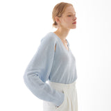 LINEN BOLERO KNIT CARDIGAN SKY BLUE