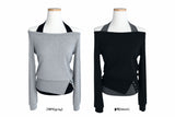 Layered halter neck off-shoulder sweatshirt set