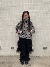Samen Frill Tulle Banding Midi Skirt