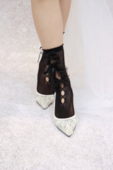 frill ribbon mesh socks (2colors)