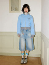 Blue starfish hot diamond cardigan jacket