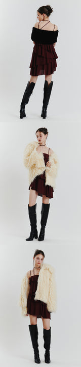 ELLA FRILL DRESS wine